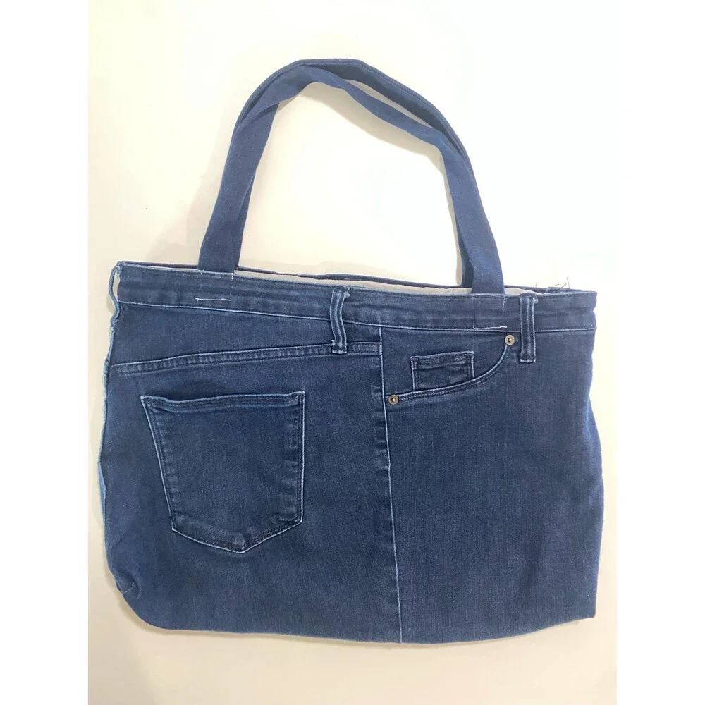 Handcrafted Jean Purse Dark Wash Denim Tote Bag